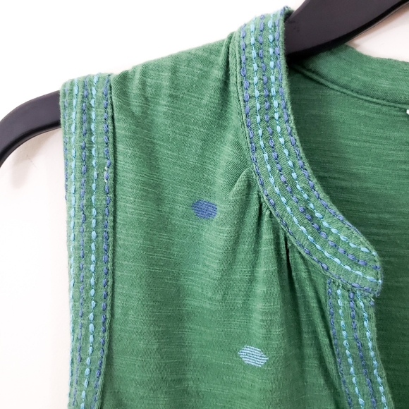 🔴 LUCKY BRAND TANK AZTEC BOHO SLEEVELESS TOP GREEN S - Picture 2 of 10